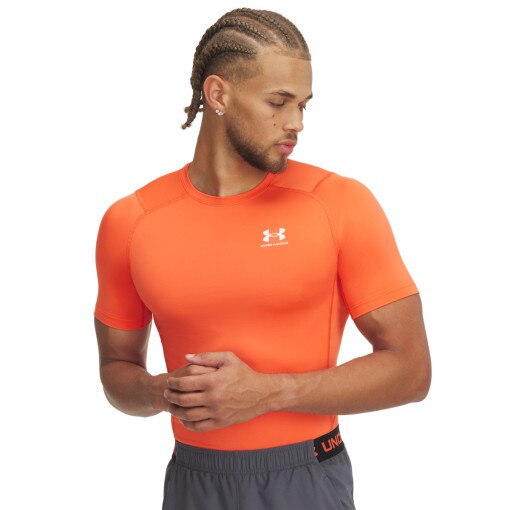 UNDER ARMOUR Męska koszulka treningowa Under Armour UA HG Armour Comp SS  pomarańczowa Pomarańczowy
