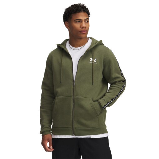 UNDER ARMOUR Meska bluza dresowa rozpinana z kapturem Under Armour UA Icon Fleece FZ Taping  zielona Zielony