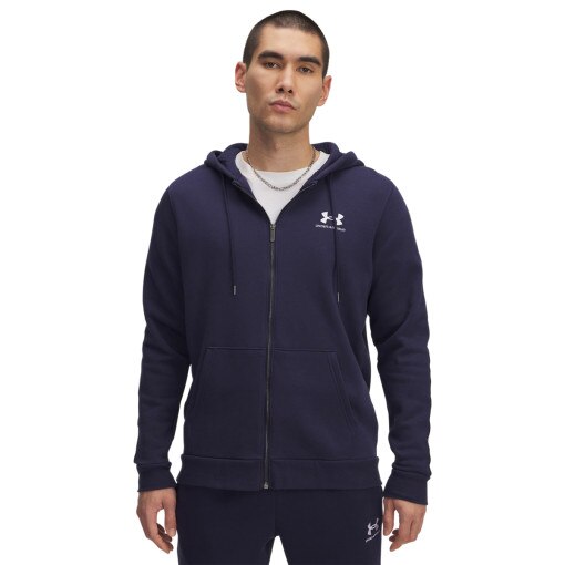 UNDER ARMOUR Męska bluza dresowa rozpinana z kapturem Under Armour UA Icon Fleece FZ Taping  granatowa Granatowy