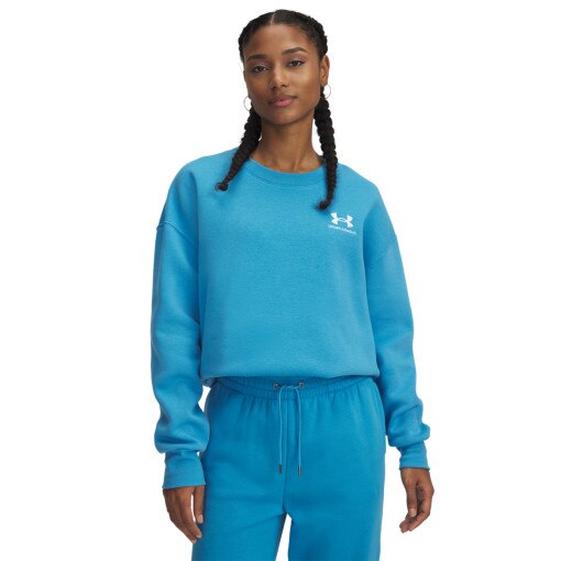 UNDER ARMOUR Damska bluza dresowa nierozpinana bez kaptura Under Armour UA Icon Fleece OS Crew  niebieska Niebieski