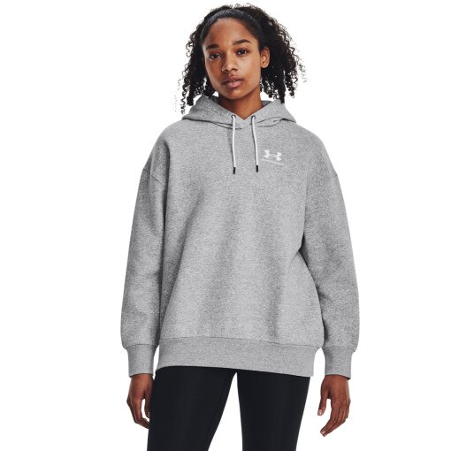 UNDER ARMOUR Damska bluza dresowa nierozpinana z kapturem Under Armour UA Icon Fleece OS Hoodie  szara Szary