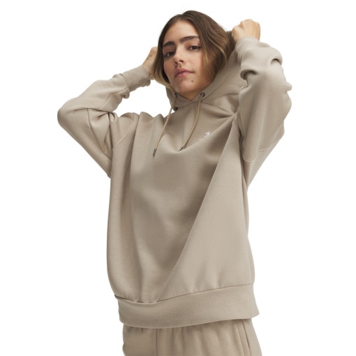 UNDER ARMOUR Damska bluza dresowa nierozpinana z kapturem Under Armour UA Icon Fleece OS Hoodie  brązowa Brązowy