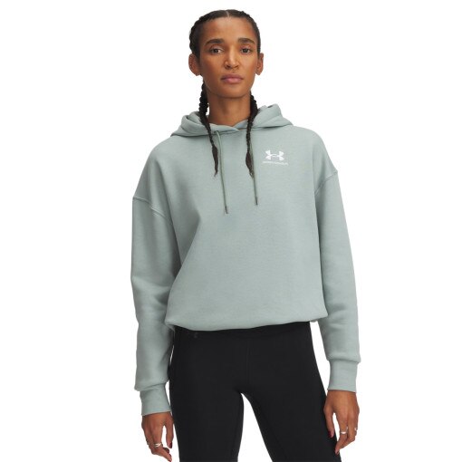 UNDER ARMOUR Damska bluza dresowa nierozpinana z kapturem Under Armour UA Icon Fleece OS Hoodie  zielona Zielony