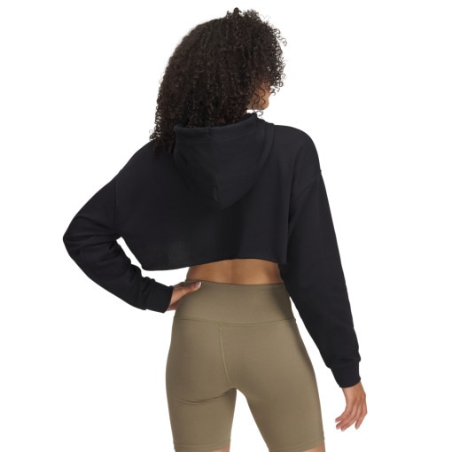 Damska bluza dresowa nierozpinana z kapturem Under Armour UA Icon Terry Crop Hoodie - czarna