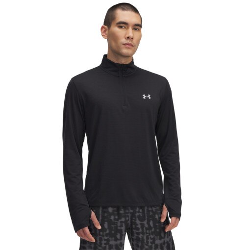 UNDER ARMOUR Męski longsleeve do biegania Under Armour UA Launch 1/4 ZIP  czarny Czarny