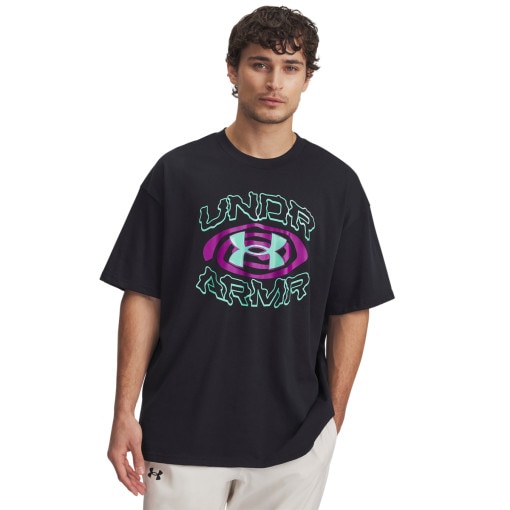 UNDER ARMOUR Męski tshirt z nadrukiem UA M HWT Hoops Hoopnotic SS  czarny Czarny