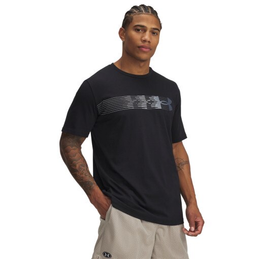 UNDER ARMOUR Męski tshirt z nadrukiem Under Armour UA M Lc Fly In Logo SS  czarny Czarny