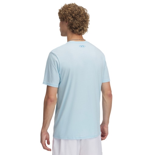 Męski t-shirt z nadrukiem Under Armour UA M Stacked Logo SS - niebieski