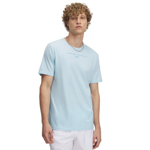 UNDER ARMOUR Męski tshirt z nadrukiem Under Armour UA M Stacked Logo SS  niebieski Niebieski