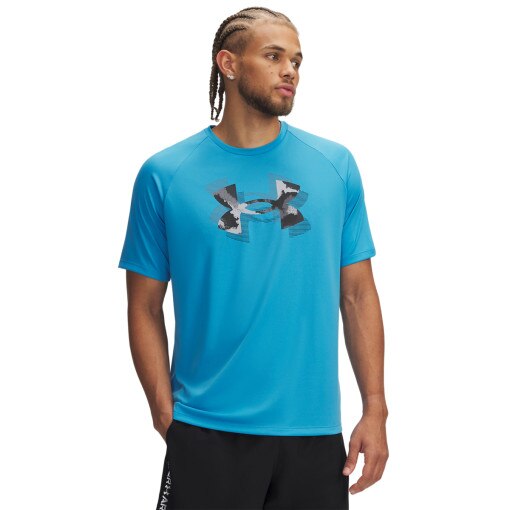 UNDER ARMOUR Męska koszulka treningowa Under Armour UA M Tech Print Fill SS  niebieska Niebieski