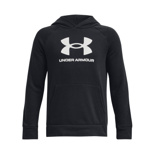 UNDER ARMOUR Chłopięca bluza dresowa nierozpinana z kapturem Under Armour UA Rival Fleece BL Hoodie  czarna Czarny