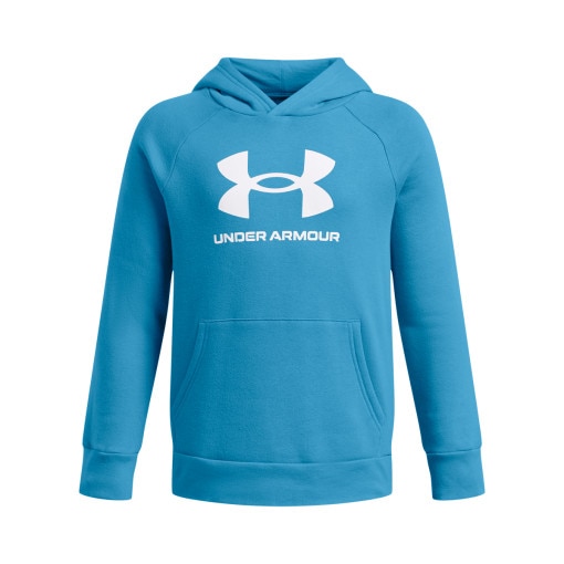 UNDER ARMOUR Chłopięca bluza dresowa nierozpinana z kapturem Under Armour UA Rival Fleece BL Hoodie  niebieska Niebieski
