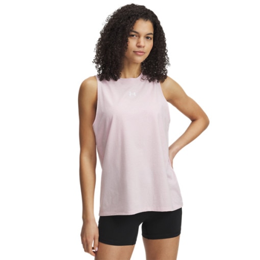 UNDER ARMOUR Damski top z nadrukiem Under Armour UA Rival Muscle Tank  różowy Różowy