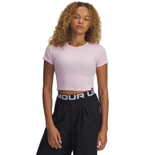 UNDER ARMOUR Damski tshirt crop top Under Armour UA Rival Rib Baby Tee  różowy Różowy