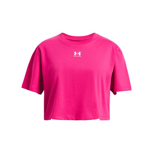 UNDER ARMOUR Dziewczęca koszulka oversize Under Armour UA Rival SS  różowa Różowy