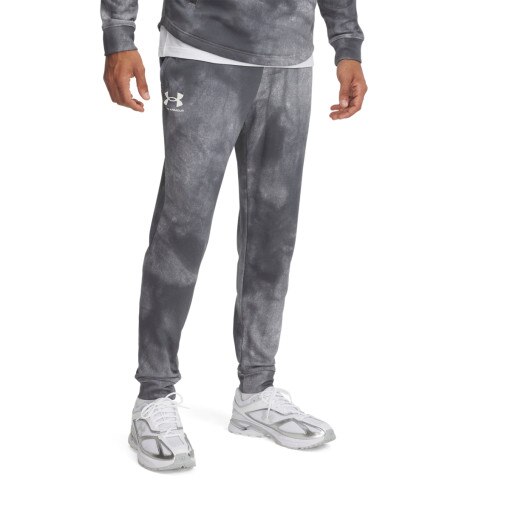 Męskie spodnie dresowe UA Rival Terry AOP Jogger Q1 - szare