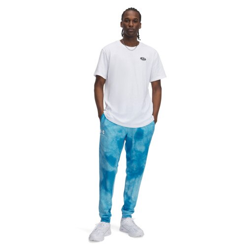 UNDER ARMOUR Męskie spodnie dresowe UA Rival Terry AOP Jogger Q1  niebieskie Niebieski