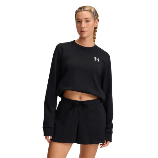 UNDER ARMOUR Damska bluza dresowa nierozpinana bez kaptura Under Armour UA Rival Terry Crew  czarna Czarny