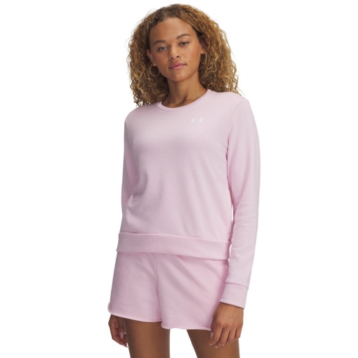 UNDER ARMOUR Damska bluza dresowa nierozpinana bez kaptura Under Armour UA Rival Terry Crew  różowa Różowy