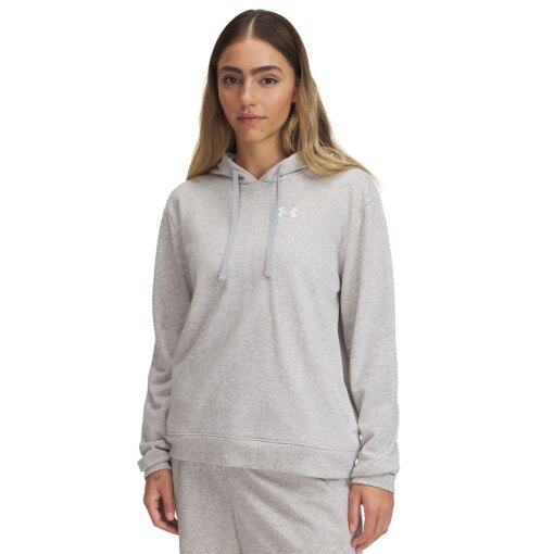 UNDER ARMOUR Damska bluza dresowa nierozpinana z kapturem Under Armour UA Rival Terry Hoodie  szara Szary