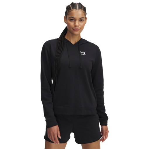 UNDER ARMOUR Damska bluza dresowa nierozpinana z kapturem Under Armour UA Rival Terry Hoodie  czarna Czarny