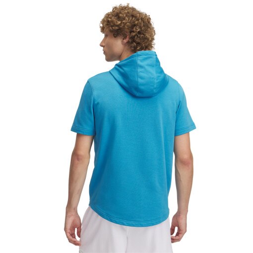 Męska bluza dresowa nierozpinana z krótkim rękawem Under Armour UA Rival Terry LC SS HD - niebieska