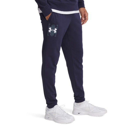 Męskie spodnie dresowe Under Armour UA Rival Terry Logo Jogger - granatowe