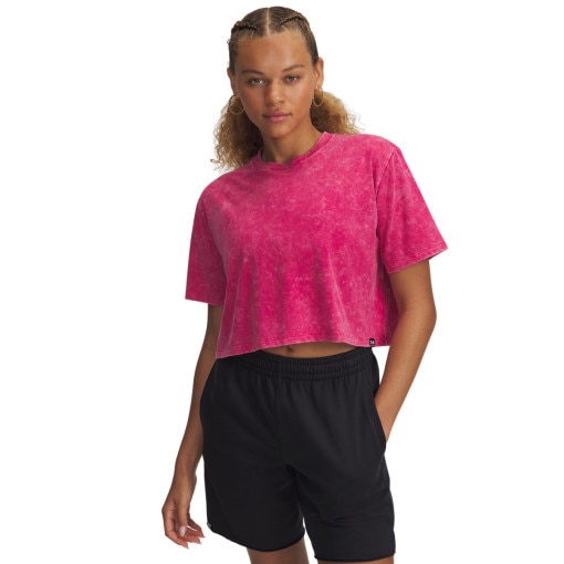 UNDER ARMOUR Damski tshirt basic Under Armour UA Rival Wash SS  różowy Różowy