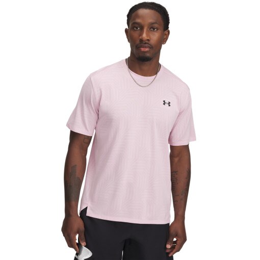 UNDER ARMOUR Męska koszulka treningowa Under Armour UA Tech Vent Geotessa SS  różowa Różowy