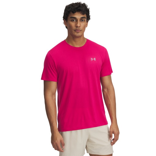 UNDER ARMOUR Męska koszulka do biegania Under Armour Trail Run Short Sleeve Tshirt  różowa Różowy