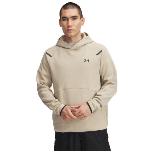 UNDER ARMOUR Męska bluza treningowa nierozpinana z kapturem Under Armour UA Unstoppable Flc Hd Eu  beżowa Beżowy