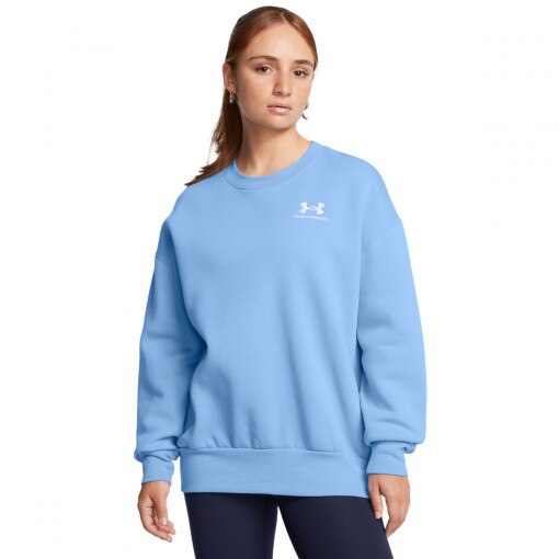 UNDER ARMOUR Damska bluza dresowa nierozpinana bez kaptura Under Armour UA Icon Fleece OS Crew niebieska Niebieski