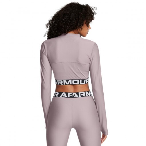 Damski longsleeve treningowy Under Armour Heatgear Rib 1/4 Zip Ls - beżowy