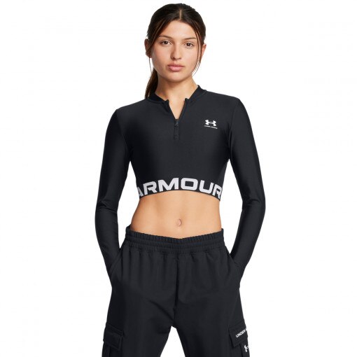 UNDER ARMOUR Damski longsleeve treningowy Under Armour Heatgear Rib 1/4 Zip Ls  czarny Czarny