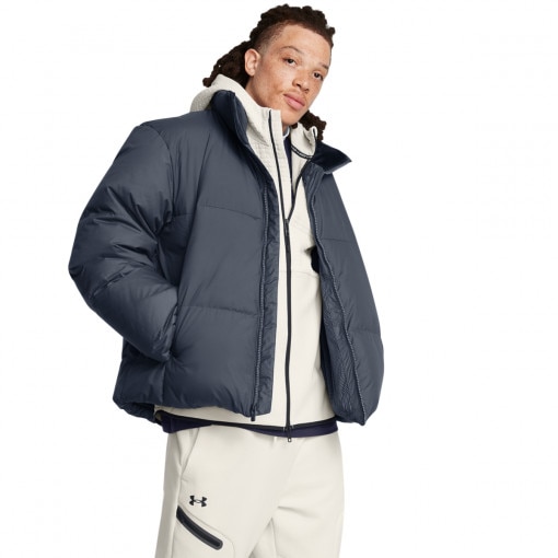 UNDER ARMOUR Męska kurtka z puchem naturalnym Under Armour Limitless Down Puffer Jacket  szara Szary