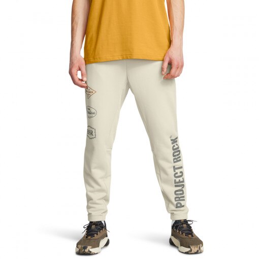Męskie spodnie treningowe Under Armour Project Rock Hwt Pant Tools - beżowe