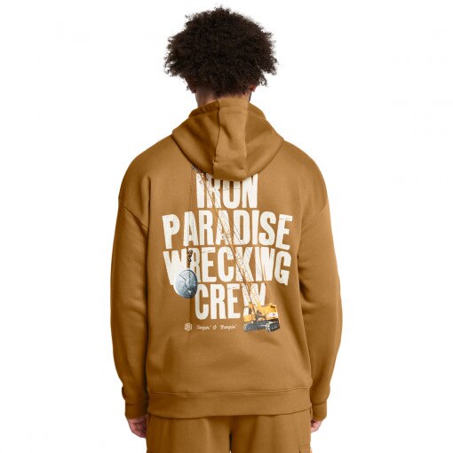 Męska bluza treningowa nierozpinana bez kaptura Under Armour Project Rock Icon Fleece Hoodie - brązowa 
