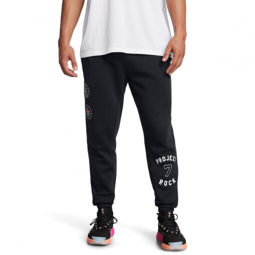 Męskie spodnie treningowe Under Armour Project Rock Icon Flc Jogger Q3 - czarne 