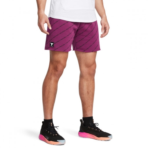 Męskie spodenki treningowe Under Armour Project Rock Icon Flc Short Pt Boh - fioletowe 