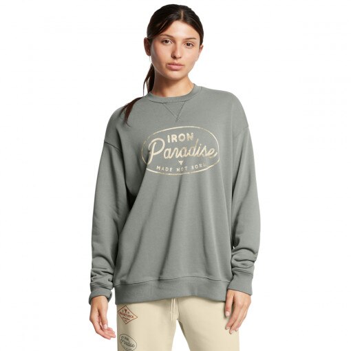 UNDER ARMOUR Damska bluza dresowa nierozpinana bez kaptura Under Armour Project Rock W Hwt Crew Tools   zielona Zielony