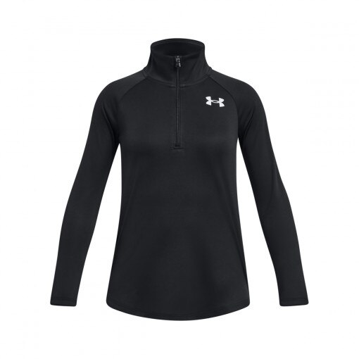 UNDER ARMOUR Dziewczęca bluza treningowa nierozpinana bez kaptura Under Armour Tech Graphic 1/2 Zip  czarna Czarny