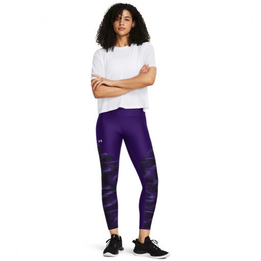 UNDER ARMOUR Damskie legginsy treningowe Under Armour Tech Print Panel Ankle  fioletowe Fioletowy