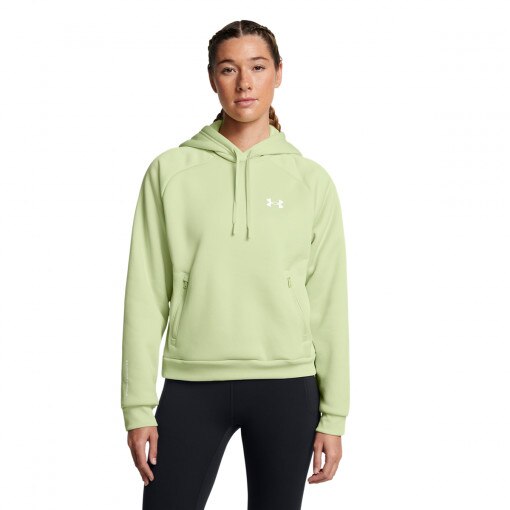 UNDER ARMOUR Damska bluza treningowa nierozpinana z kapturem Under Armour UA Armour Flc Pro Hdy  zielona Zielony
