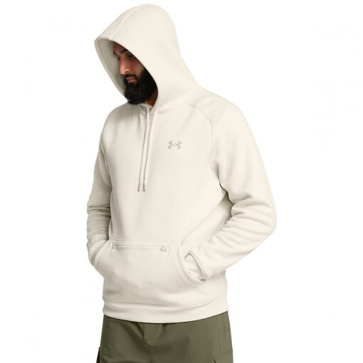 UNDER ARMOUR Męska bluza treningowa z kapturem Under Armour UA Armour Fleece Pro Kanga Hd  biała Biały