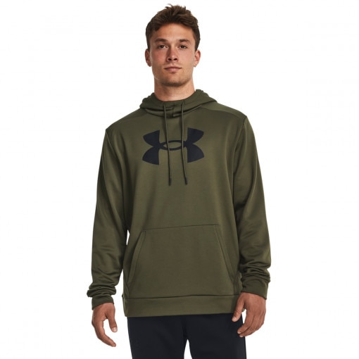 UNDER ARMOUR Męska bluza treningowa nierozpinana z kapturem Under Armour UA Armour Fleece Big Logo HD  oliwkowa/khaki Oliwkowy
