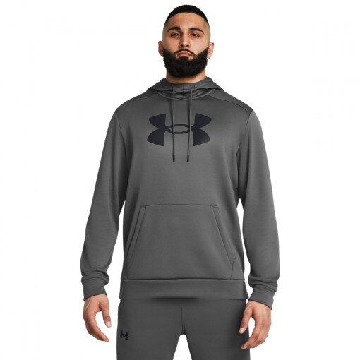UNDER ARMOUR Męska bluza treningowa nierozpinana z kapturem Under Armour UA Armour Fleece Big Logo HD  szara Szary