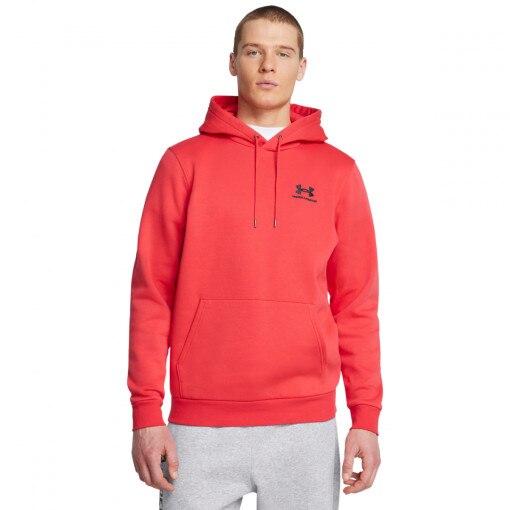 UNDER ARMOUR Męska bluza dresowa nierozpinana z kapturem Under Armour UA Icon Fleece Hoodie  czerwona Czerwony