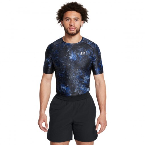 UNDER ARMOUR Męska koszulka treningowa Under Armour UA HG IsoChill Prtd SS granatowa Granatowy