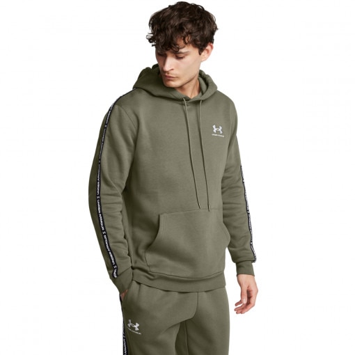 UNDER ARMOUR Męska bluza dresowa nierozpinana z kapturem Under Armour UA Icon Fleece Hd Taping  khaki Khaki