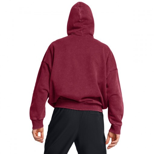 Męska bluza dresowa nierozpinana z kapturem Under Armour UA Icon Hwt Flc Wash Os Hood - czerwona